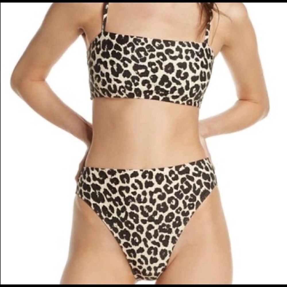 Something navy classic ribbed bandeau Ganache leopard print bikini